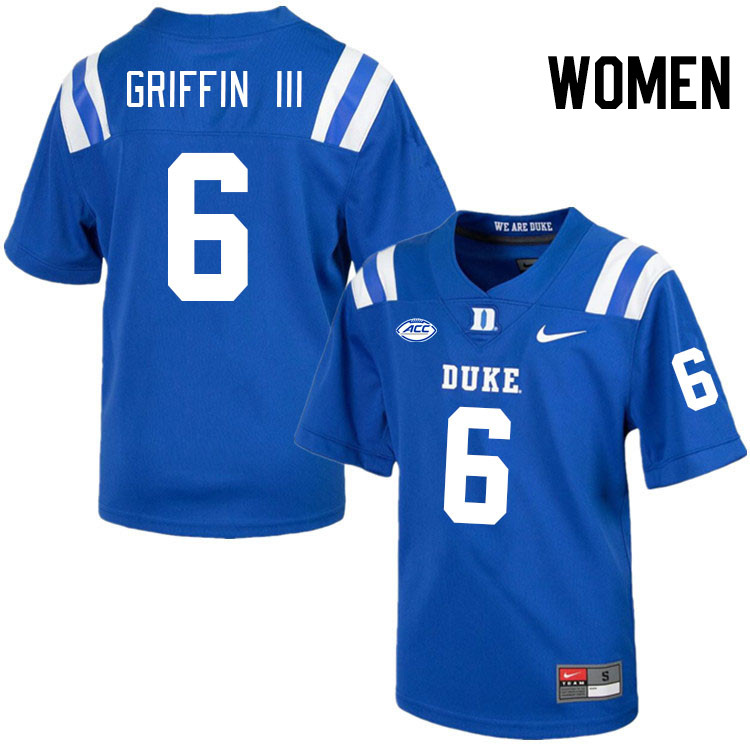 Women #6 Leon Griffin III Duke Blue Devils College Football Jerseys Stitched Sale-Royal